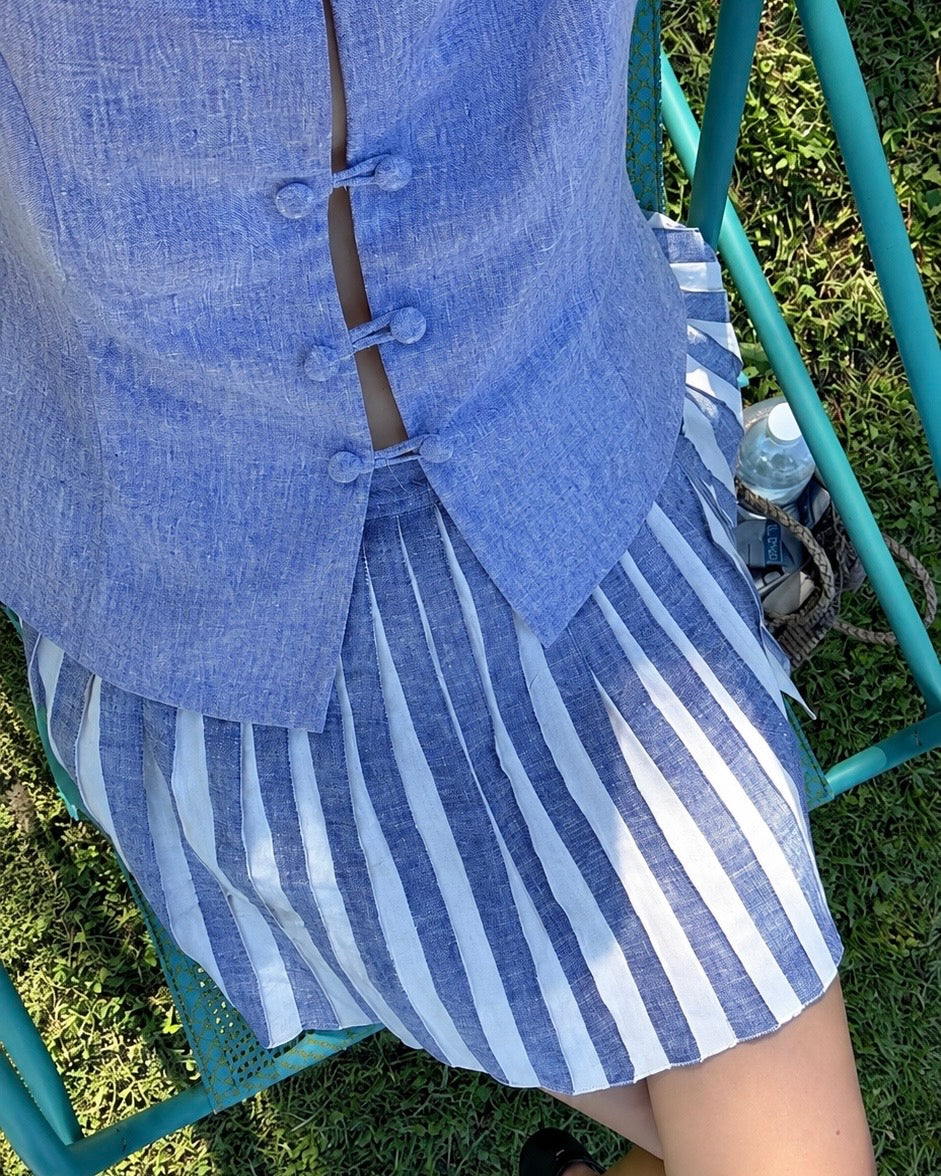 Amanda fiammato blue in lino