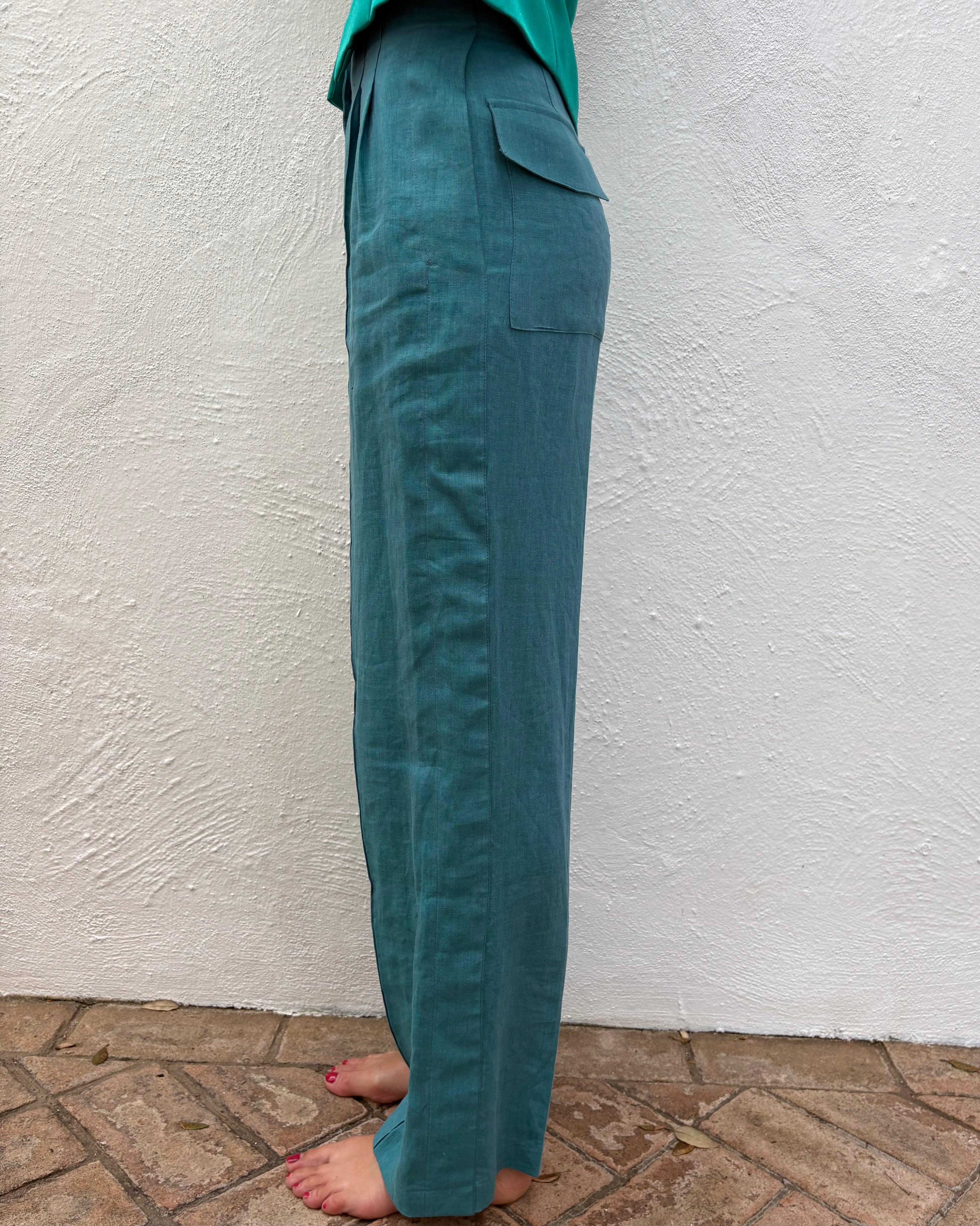 Costanza turchese in lino