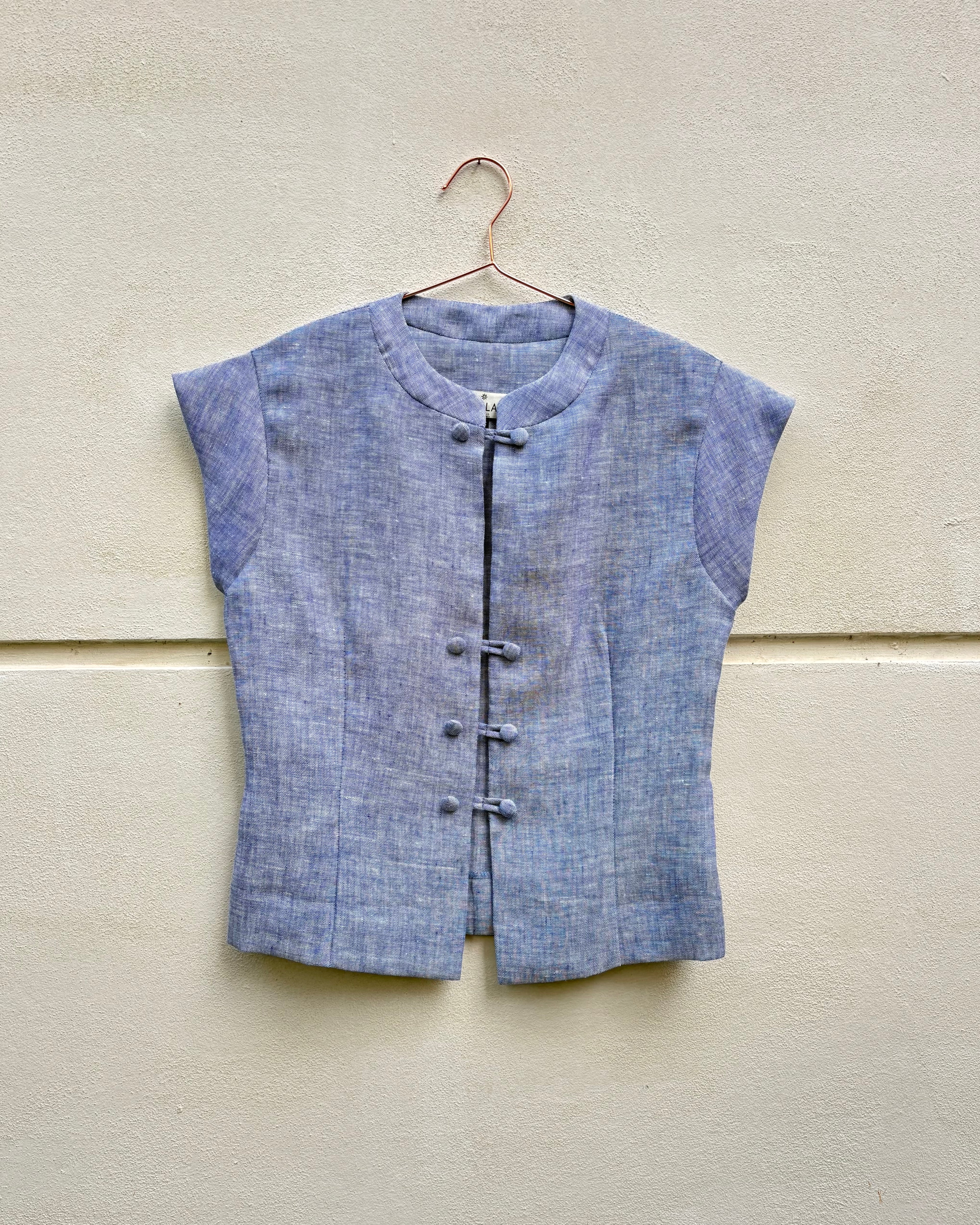 Amanda fiammato blue in lino